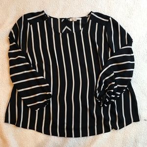 Black & Beige Striped Blouse by Loft